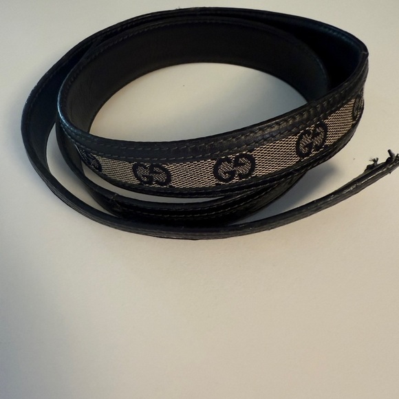 Gucci Other - GUCCI GG Blue Canvas Leather Vintage Made in Italy Belt Only No Buckle
